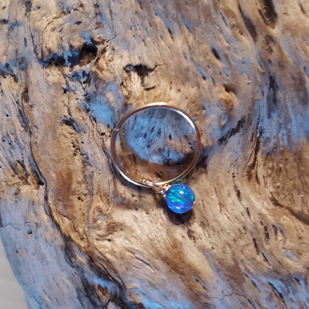 Gold Fire Opal Bead Belly Ring / Tragus / Daith / Ring Hoop Piercing 12mm